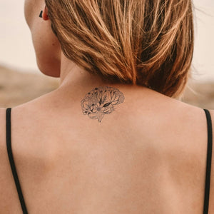 Floral Brain Temporary Tattoo - 1 | Temporalis