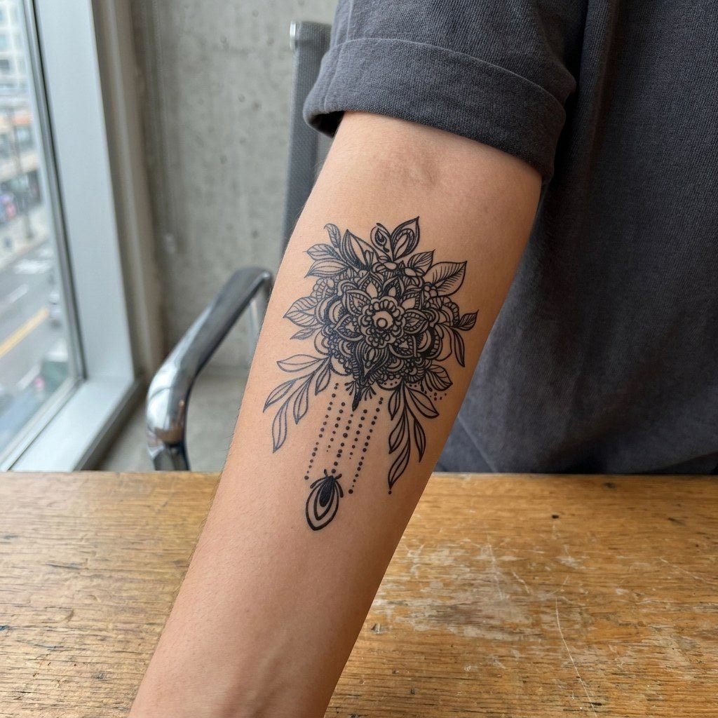 Floral Mandala Chandelier Tattoo - 1 | Temporalis