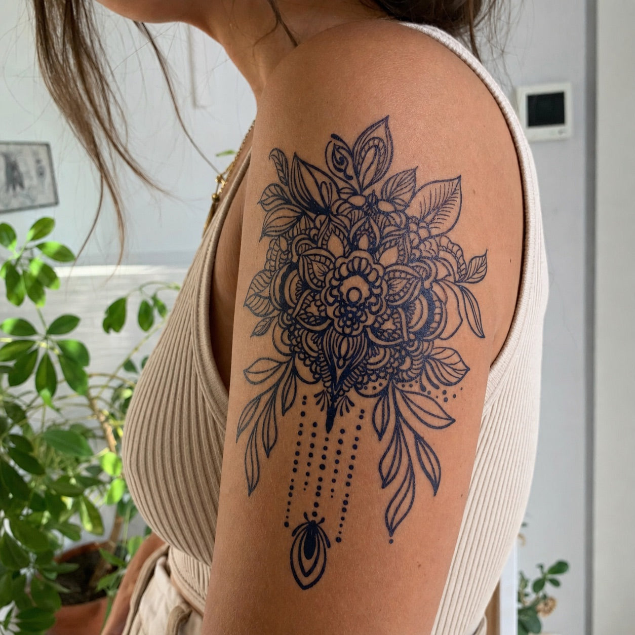 Floral Mandala Chandelier Tattoo - 1 | Temporalis