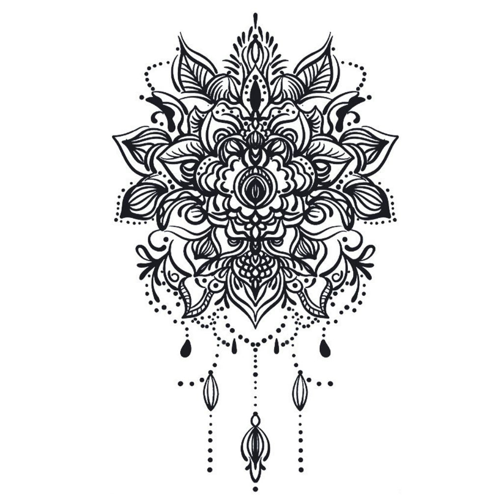 Floral Mandala with Hanging Drops Tattoo - 2 | Temporalis