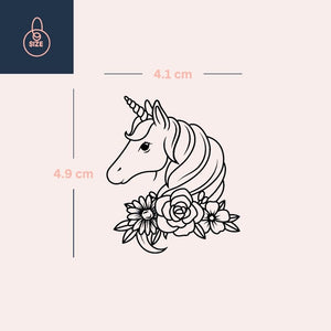 Floral unicorn head temporary tattoo - 4 | Temporalis