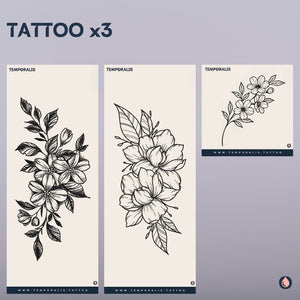 Kit de tatouages éphémères Flower - XL (3 tatouages) 1 - Temporalis® - Tatouage temporaire