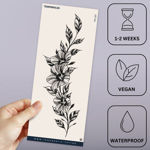 Flowering branch temporary tattoo with leaves and buds - 3 | Temporalis