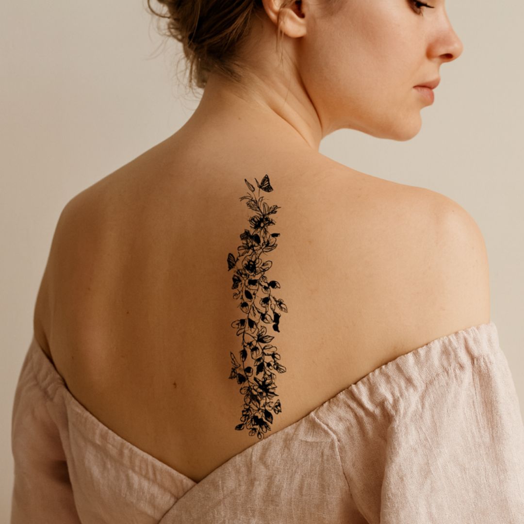 Flowering branch with butterflies temporary tattoo - 1 | Temporalis