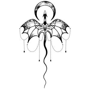 Flying dragon and crescent moon temporary tattoo - 2 | Temporalis