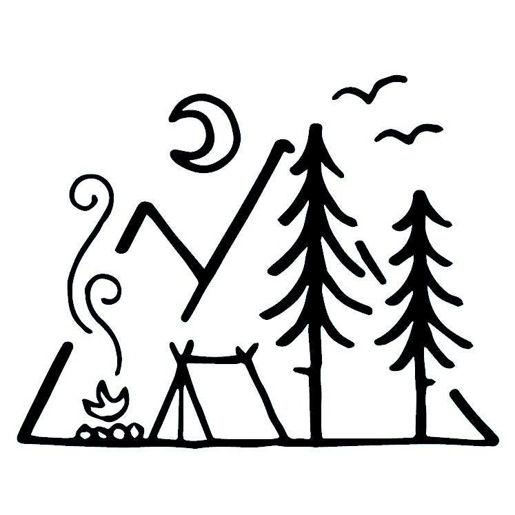 Forest campsite temporary tattoo with tent and campfire - 2 | Temporalis