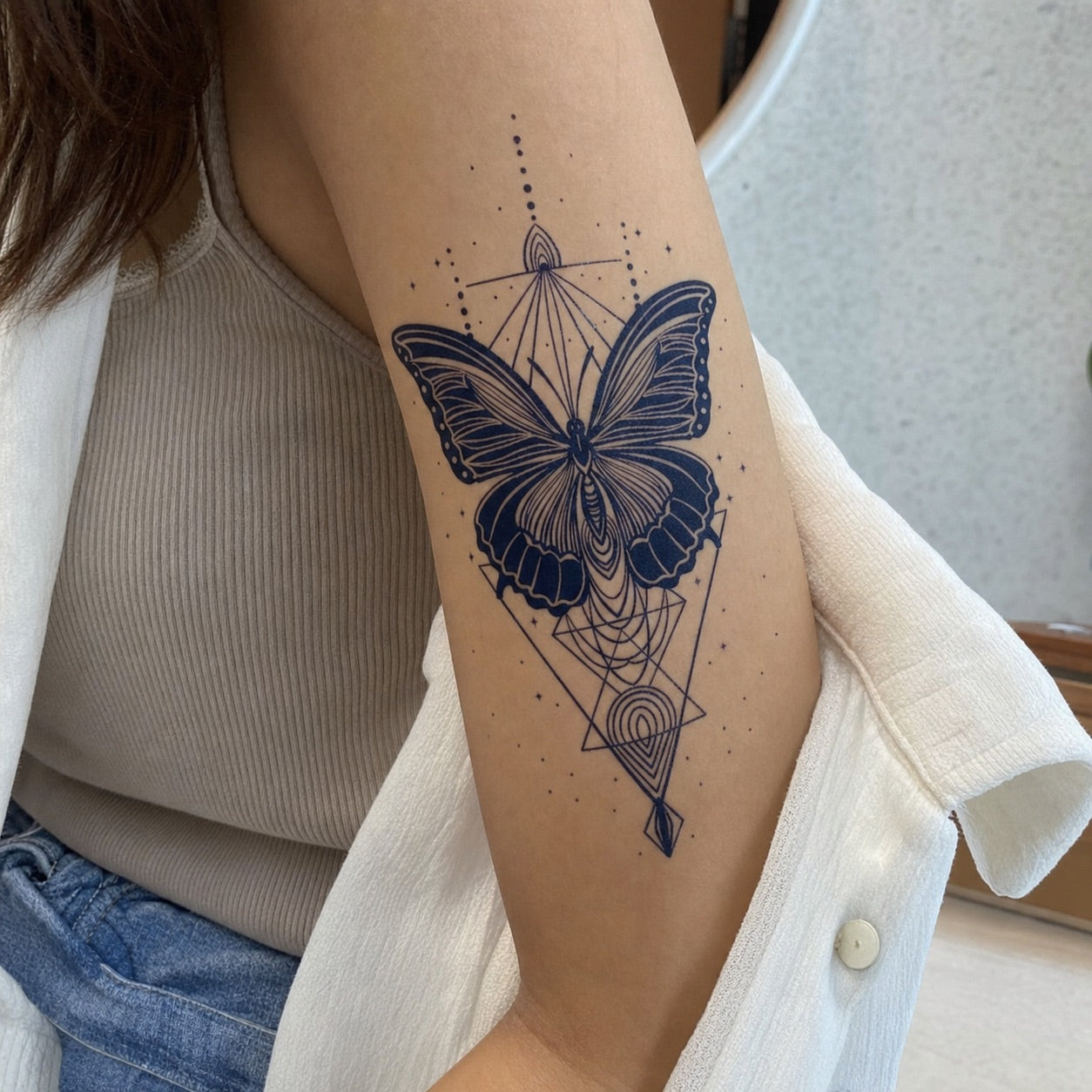 Geometric Butterfly Tattoo - 1 | Temporalis