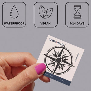 Geometric Compass Rose Temporary Tattoo - 3 | Temporalis