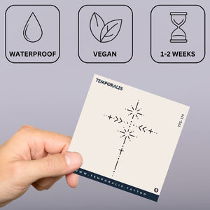 Geometric cross temporary tattoo with stars - 3 | Temporalis