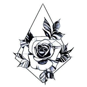 Geometric Diamond Rose Temporary Tattoo - 2 | Temporalis