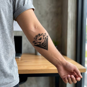 Geometric Rose Triangle Tattoo - 1 | Temporalis