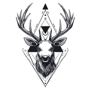 Geometric Stag Head Tattoo - 1 | Temporalis