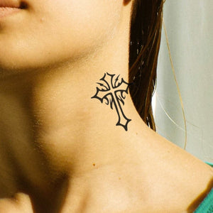 Gothic Christian cross temporary tattoo - 1 | Temporalis