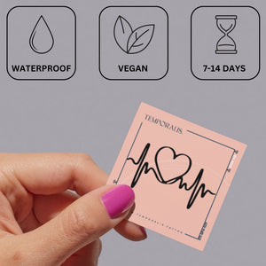 Heartbeat line temporary tattoo with heart - 3 | Temporalis