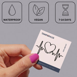 Heartbeat line temporary tattoo with heart - 3 | Temporalis