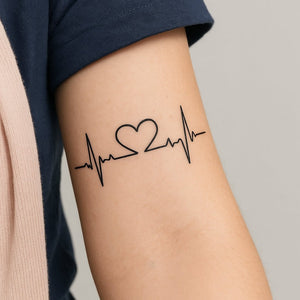 Heartbeat with heart temporary tattoo 1 - Temporalis