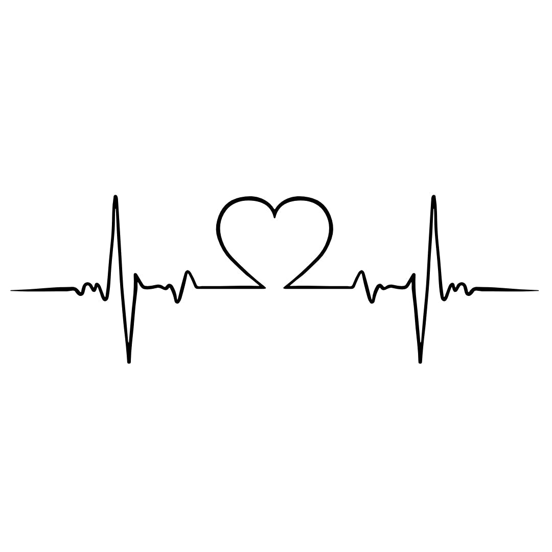 Heartbeat with heart temporary tattoo 2 - Temporalis