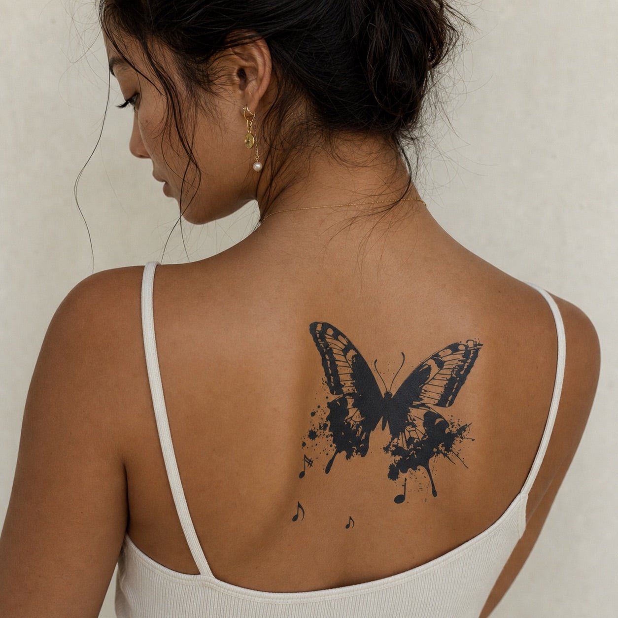 Ink Splash Butterfly Music Tattoo - 1 | Temporalis