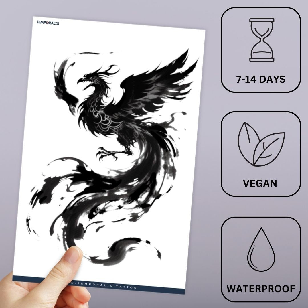 Ink Wash Phoenix Tattoo - 2 | Temporalis