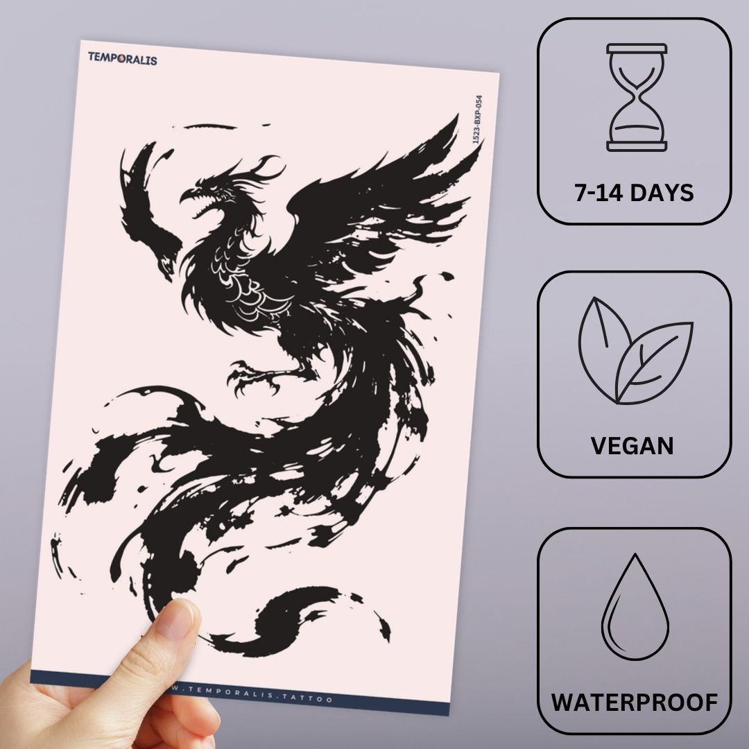 Ink Wash Phoenix Tattoo - 2 | Temporalis