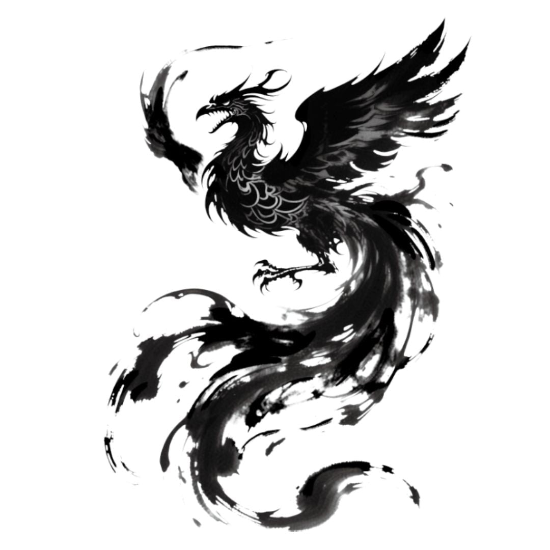 Ink Wash Phoenix Tattoo - 1 | Temporalis