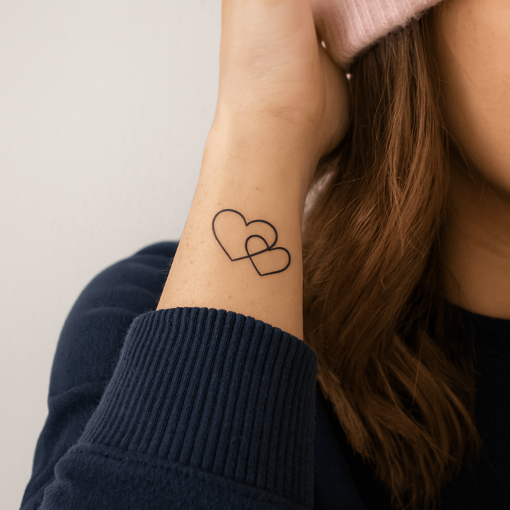 Intertwined hearts temporary tattoo - 1 | Temporalis