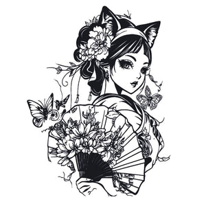 Japanese Cat Girl Tattoo - 2 | Temporalis
