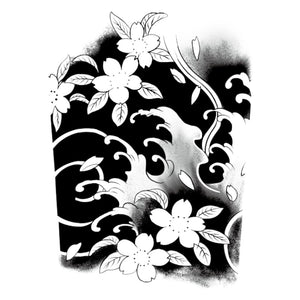 Japanese Cherry Blossom Panel Tattoo - 2 | Temporalis