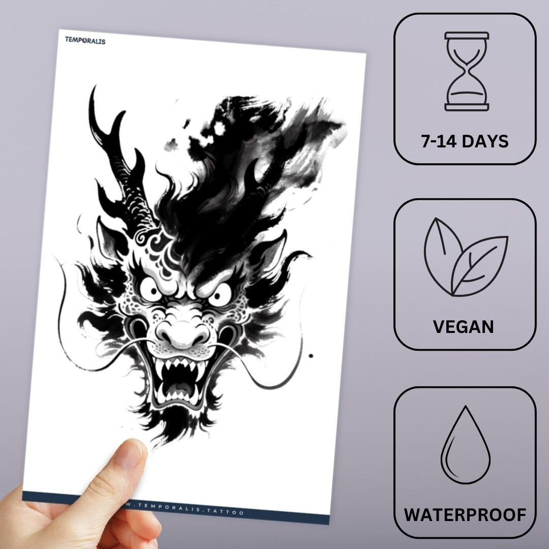 Japanese Dragon Head Tattoo - 2 | Temporalis
