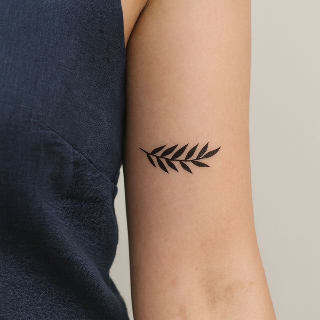 Leafy Branch Silhouette Temporary Tattoo - 1 | Temporalis