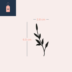 Leafy Branch Silhouette Temporary Tattoo - 4 | Temporalis
