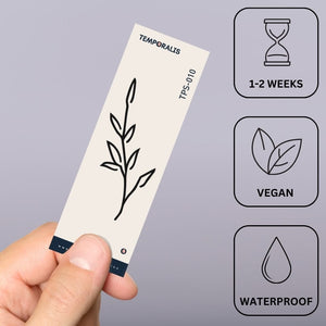 Leafy branch temporary tattoo, fine line - 3 | Temporalis