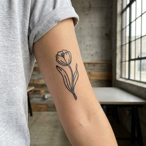 Linework Tulip Tattoo - 1 | Temporalis