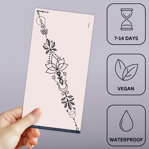 Lotus and crescent moon temporary tattoo, geometric line art - 3 | Temporalis