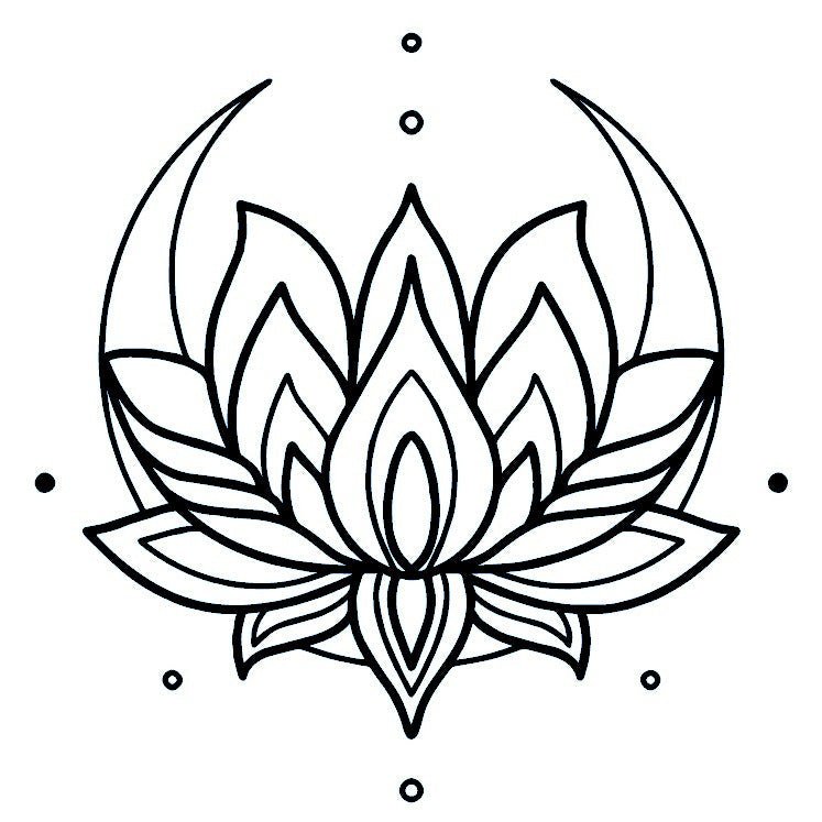 Lotus and crescent moons temporary tattoo - 2 | Temporalis
