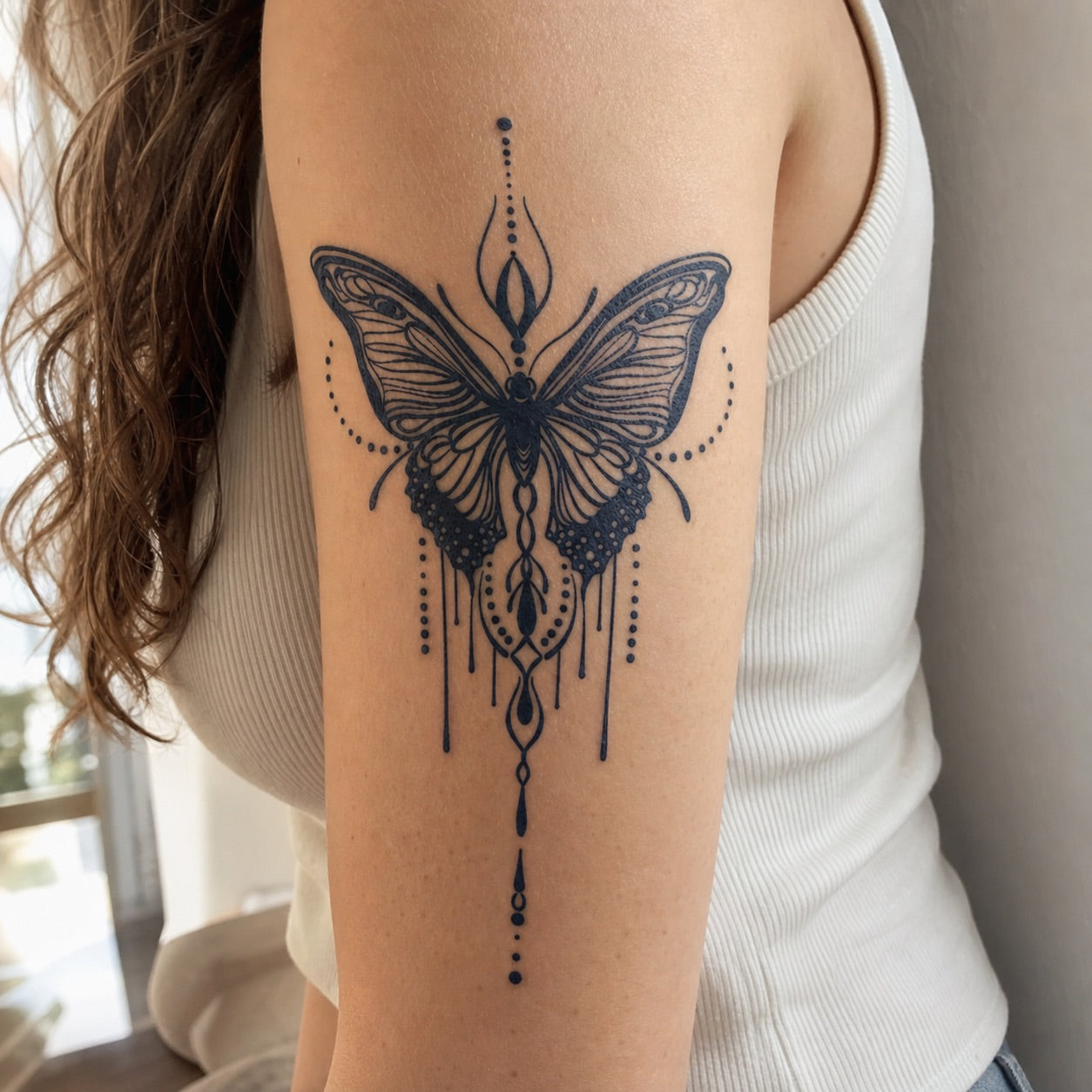 Mandala Butterfly Chandelier Tattoo - 1 | Temporalis