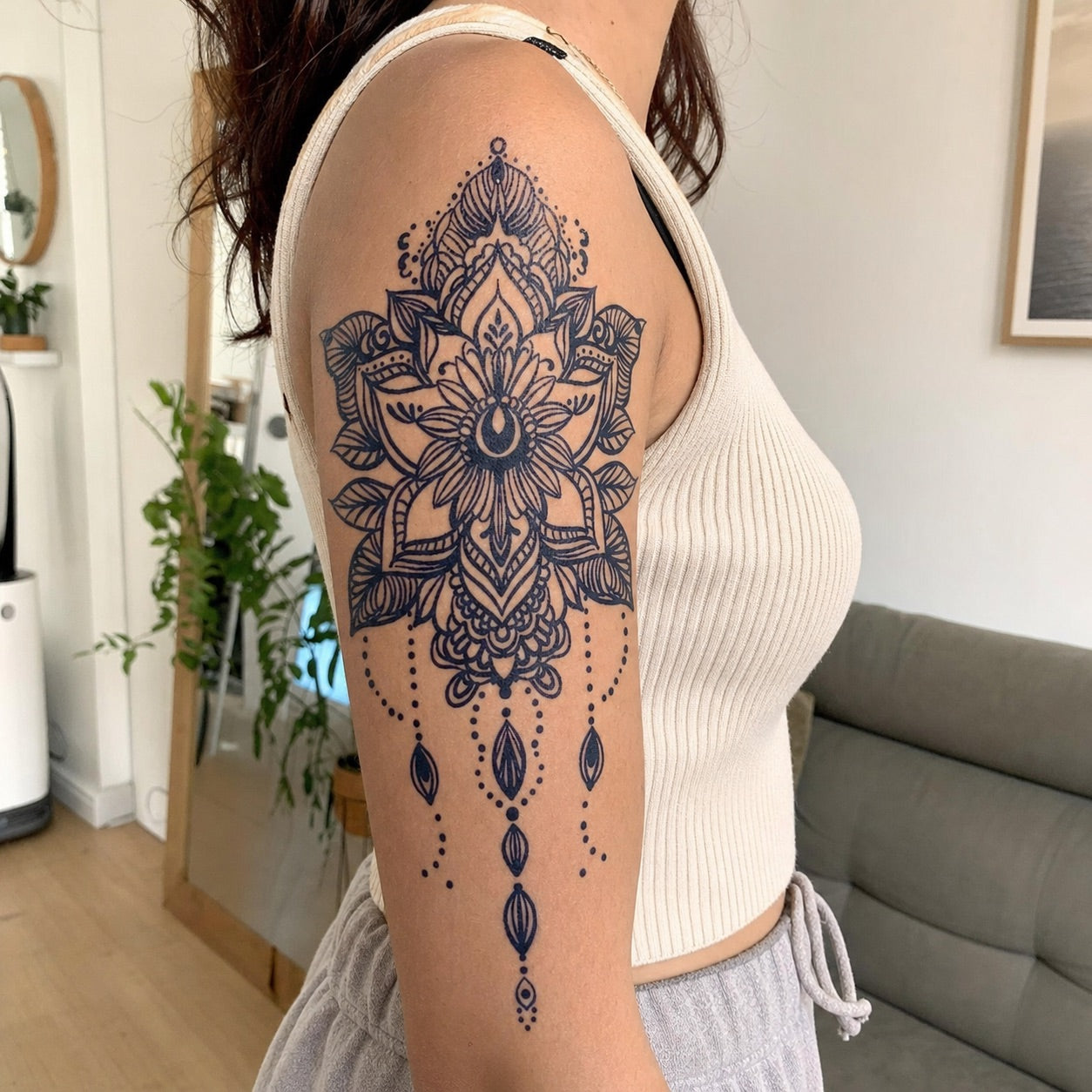 Mandala Lotus Chandelier Tattoo - 1 | Temporalis