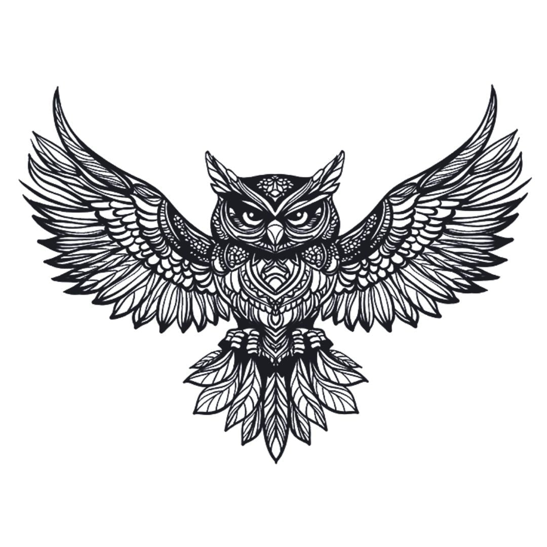 Mandala Owl in Flight Tattoo - 2 | Temporalis