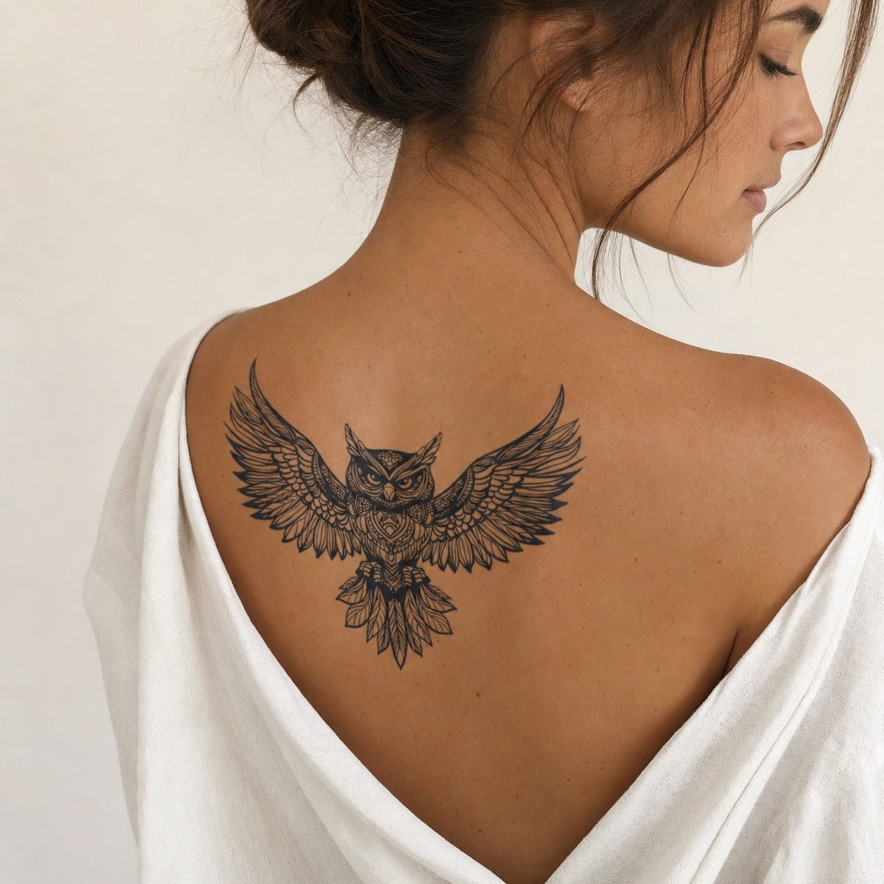 Mandala Owl in Flight Tattoo - 1 | Temporalis