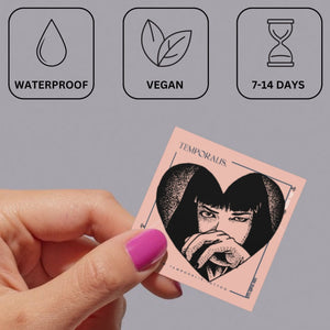 Mia Wallace heart - frame portrait temporary tattoo - 3 | Temporalis