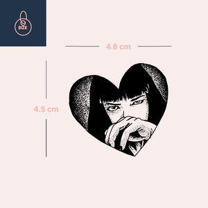 Mia Wallace heart - frame portrait temporary tattoo - 4 | Temporalis