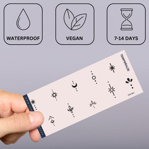 Mini set of 10 celestial finger temporary tattoos - 4 | Temporalis