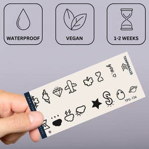 Mini set of 16 fun finger temporary tattoos - 4 | Temporalis