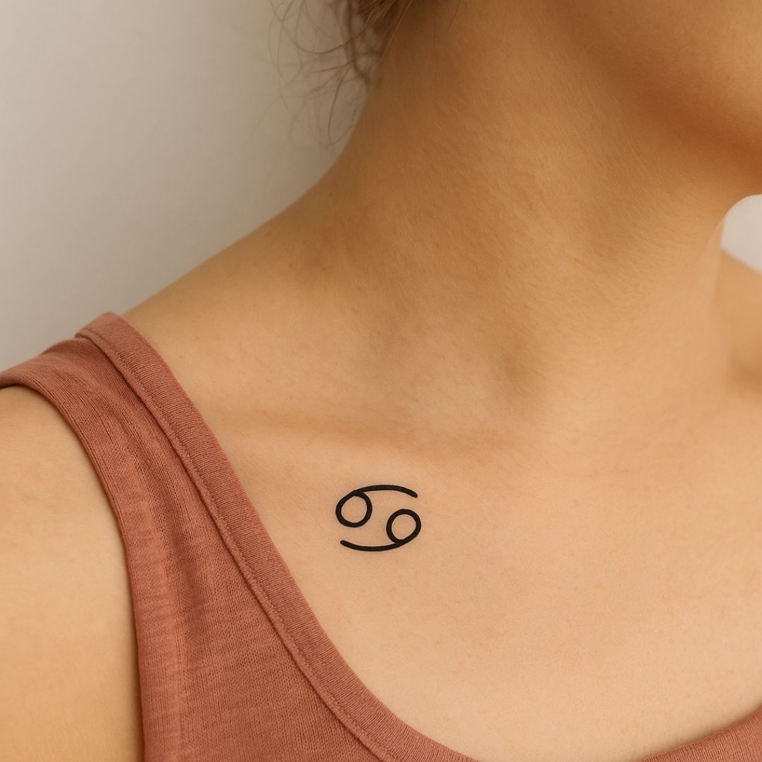 Minimalist Cancer zodiac temporary tattoo - 1 | Temporalis