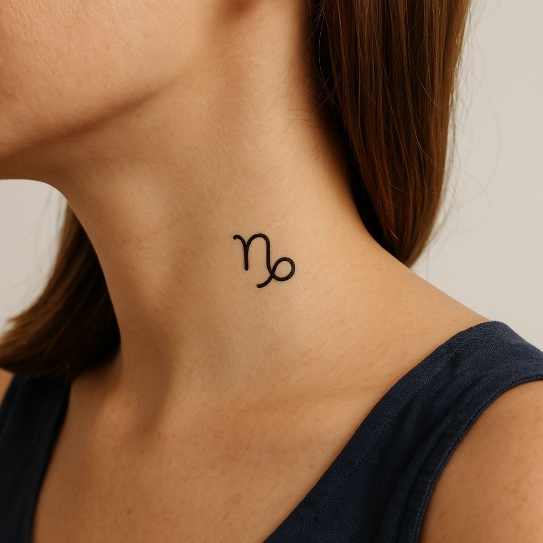 Minimalist Capricorn zodiac temporary tattoo - 1 | Temporalis