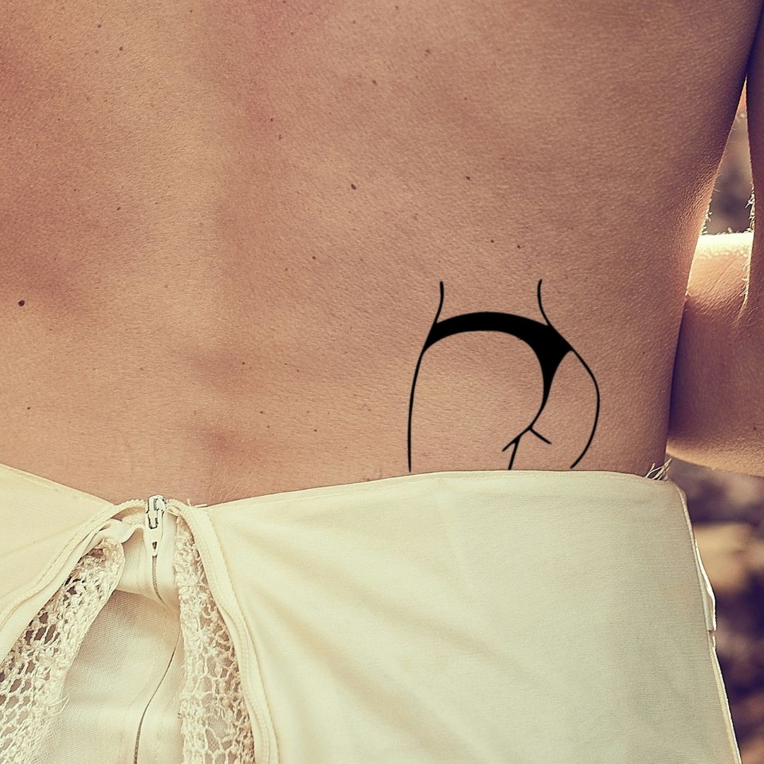 Minimalist one - piece swimsuit silhouette temporary tattoo - 1 | Temporalis