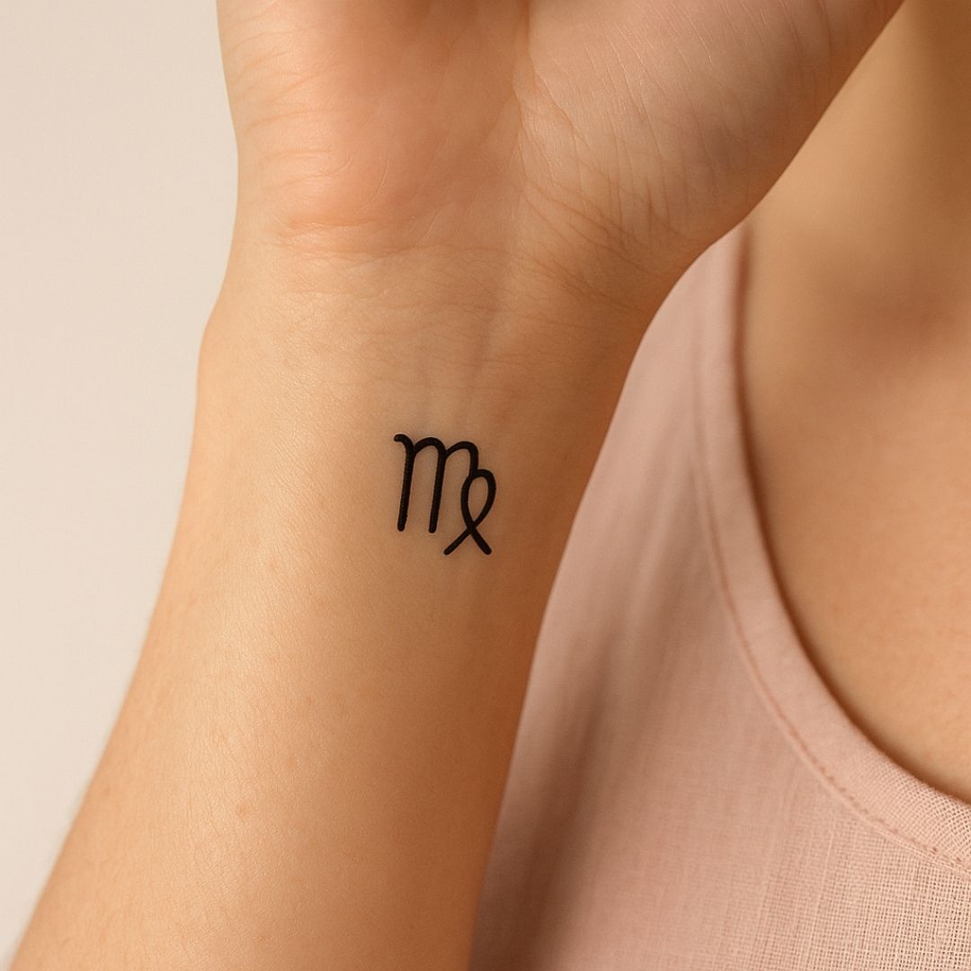 Minimalist Virgo zodiac temporary tattoo - 1 | Temporalis
