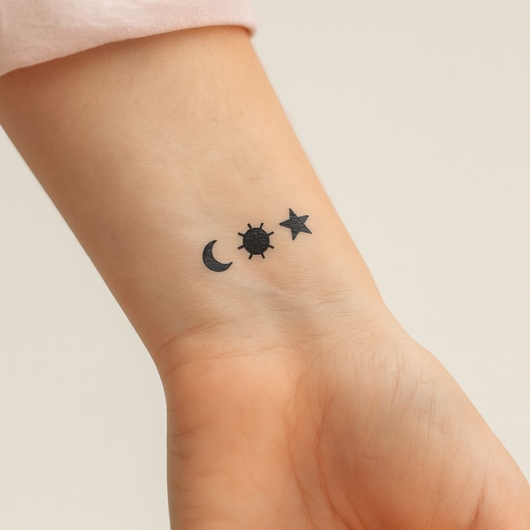Moon, Sun & Star Trio Temporary Tattoo - 1 | Temporalis