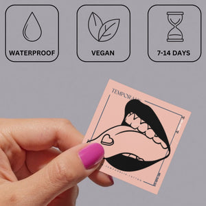 Mouth with tongue out and heart temporary tattoo - 3 | Temporalis