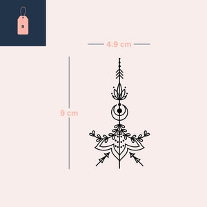 Flèche Florale Mystique 3 - Temporalis® - Tatouage Temporaire